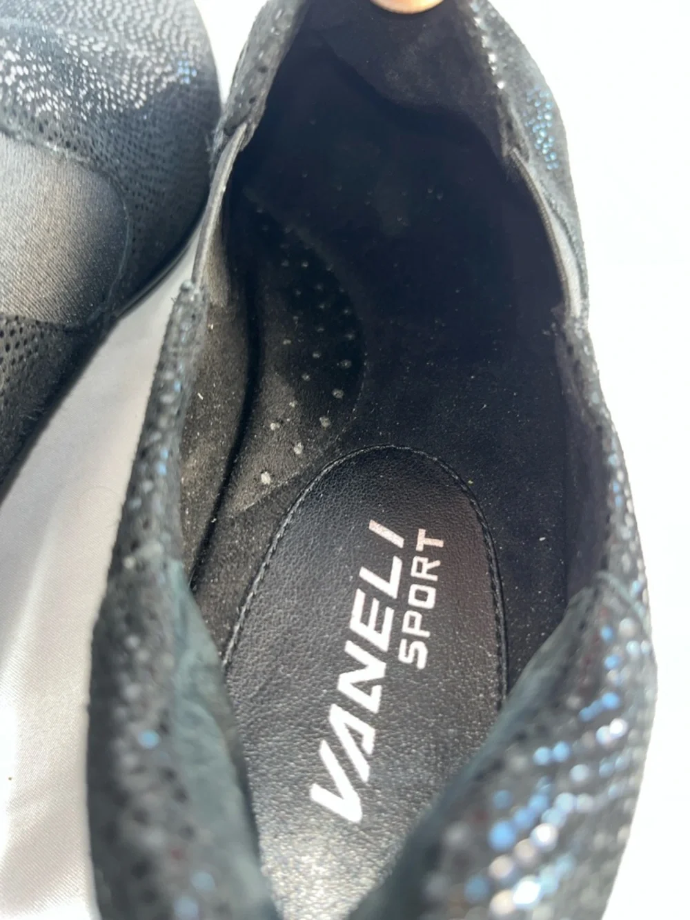 Vaneli Black Slip-On Loafers with Subtle Sheen